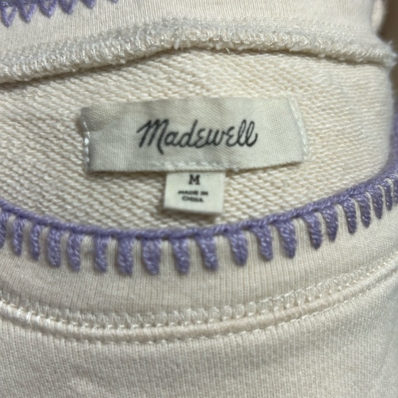 Madewell Stitched Trim Sweatshirt | Ivory with accent hem, cuffs & neckline | M - Picture 8 of 12
